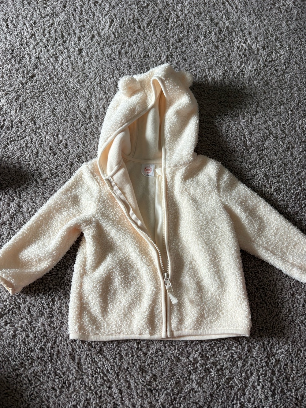 wonder nation Cream Teddy Hooded Zip Jacket with Bear Ears